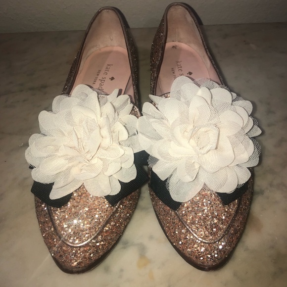 kate spade Shoes - Kate Spade Glitter ✨ rose gold flats